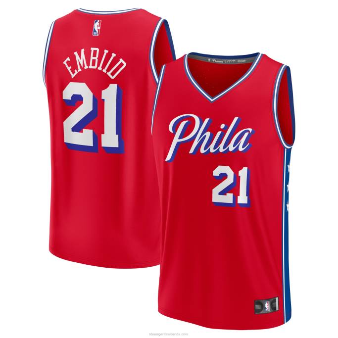 NBA 0F6D829 philadelphia 76ers joel embiid rojo fast break replica playera de jugador
