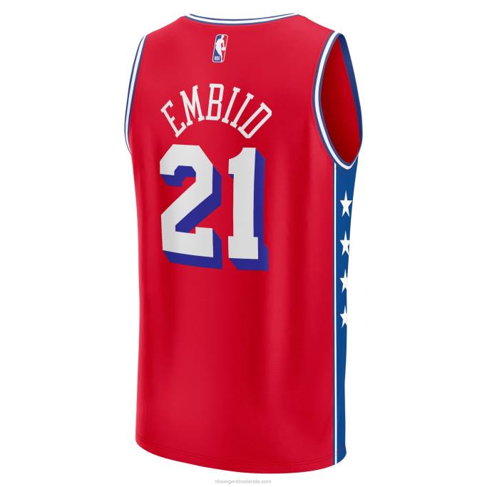 NBA 0F6D829 philadelphia 76ers joel embiid rojo fast break replica playera de jugador
