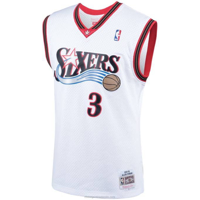 NBA 0F6D95 philadelphia 76ers allen iverson mitchell & ness blanco 2000 hardwood classics swingman player jersey