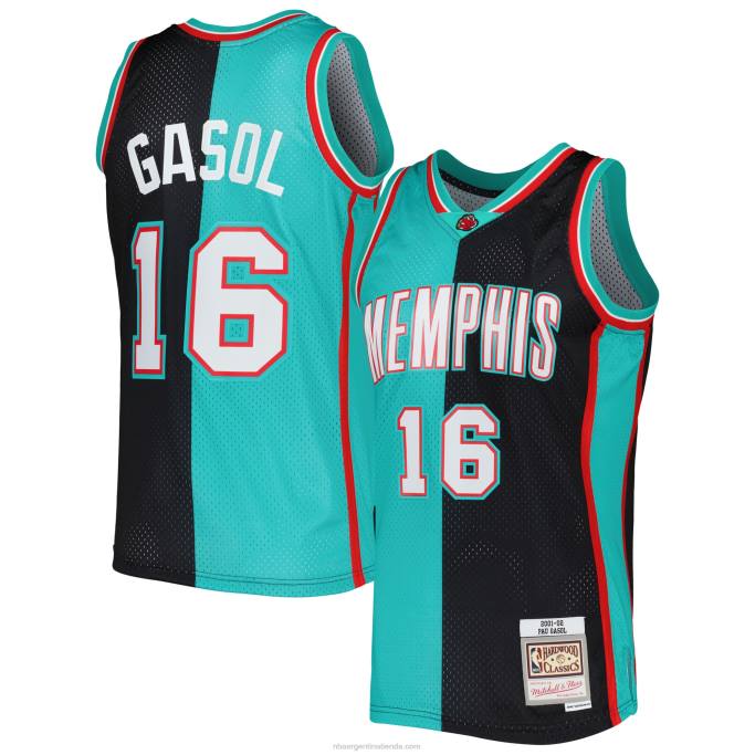 NBA 0F6D952 camiseta memphis grizzlies pau gasol mitchell & ness negro/turquesa hardwood classics split swingman jersey