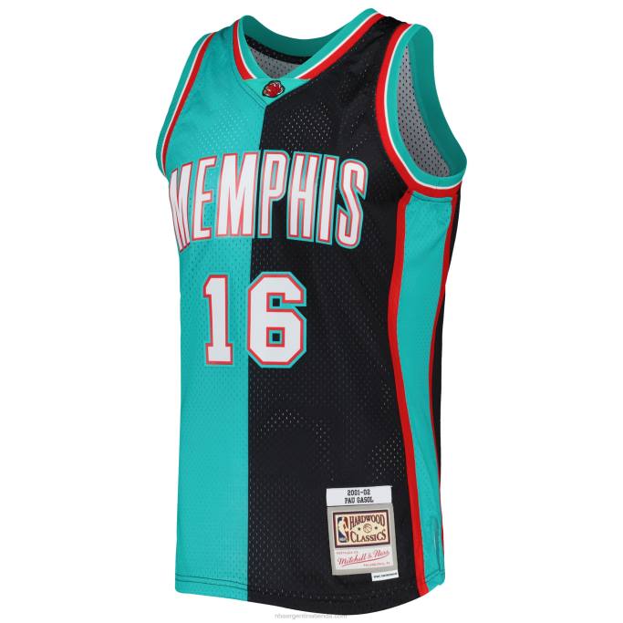 NBA 0F6D952 camiseta memphis grizzlies pau gasol mitchell & ness negro/turquesa hardwood classics split swingman jersey