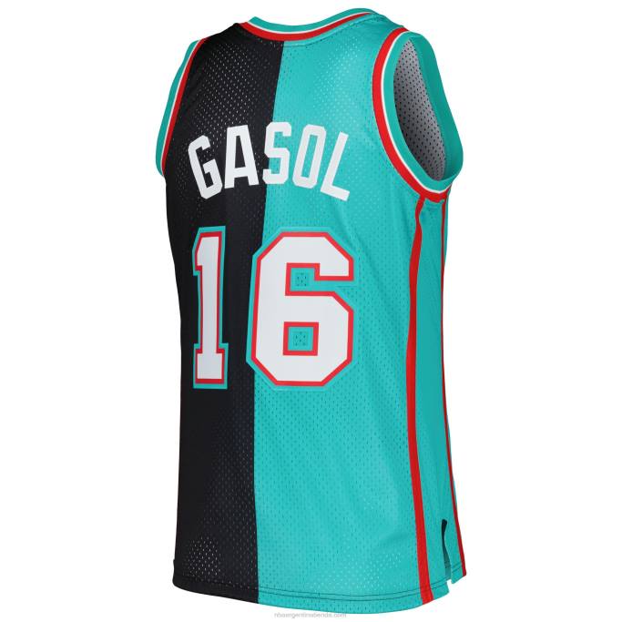 NBA 0F6D952 camiseta memphis grizzlies pau gasol mitchell & ness negro/turquesa hardwood classics split swingman jersey