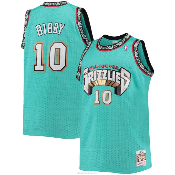 NBA 0F6D1042 vancouver grizzlies mike bibby mitchell & ness verde azulado grande y alto clásico de madera dura jersey