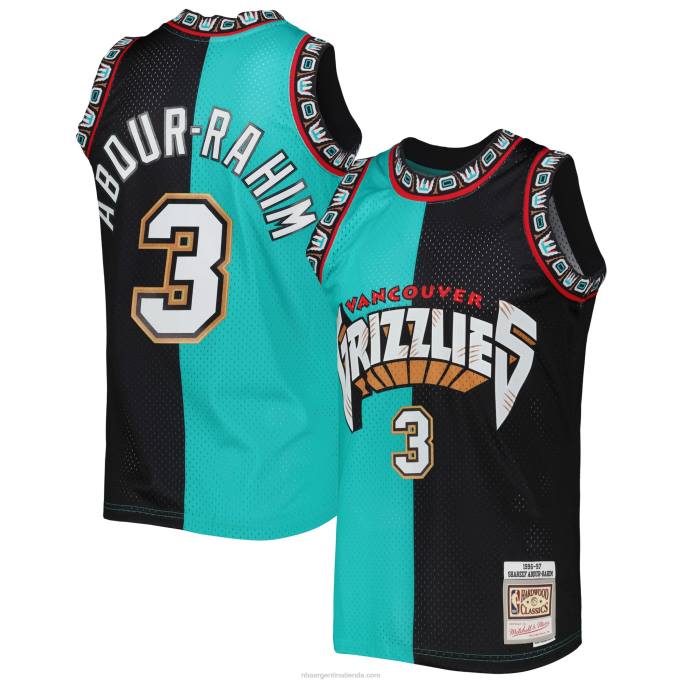 NBA 0F6D1834 camiseta vancouver grizzlies shareef abdur-rahim turquesa/negro hardwood classics split swingman
