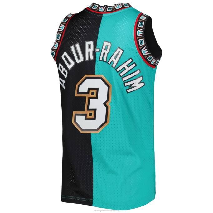 NBA 0F6D1834 camiseta vancouver grizzlies shareef abdur-rahim turquesa/negro hardwood classics split swingman