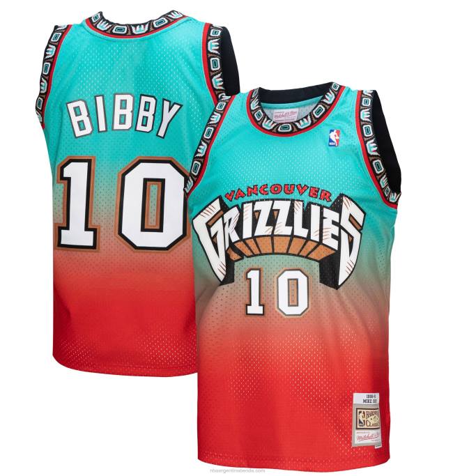 NBA 0F6D2045 vancouver grizzlies mike bibby rojo/verde azulado hardwood classics fadeaway swingman player jersey