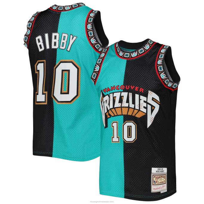 NBA 0F6D403 vancouver grizzlies mike bibby turquesa/negro hardwood classics split swingman jersey