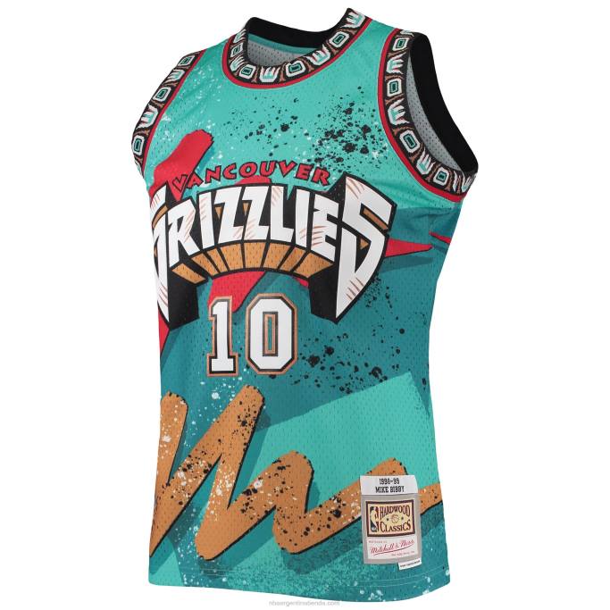 NBA 0F6D6814 vancouver grizzlies mike bibby mitchell & ness verde azulado madera dura clásicos hyper hoops swingman jersey