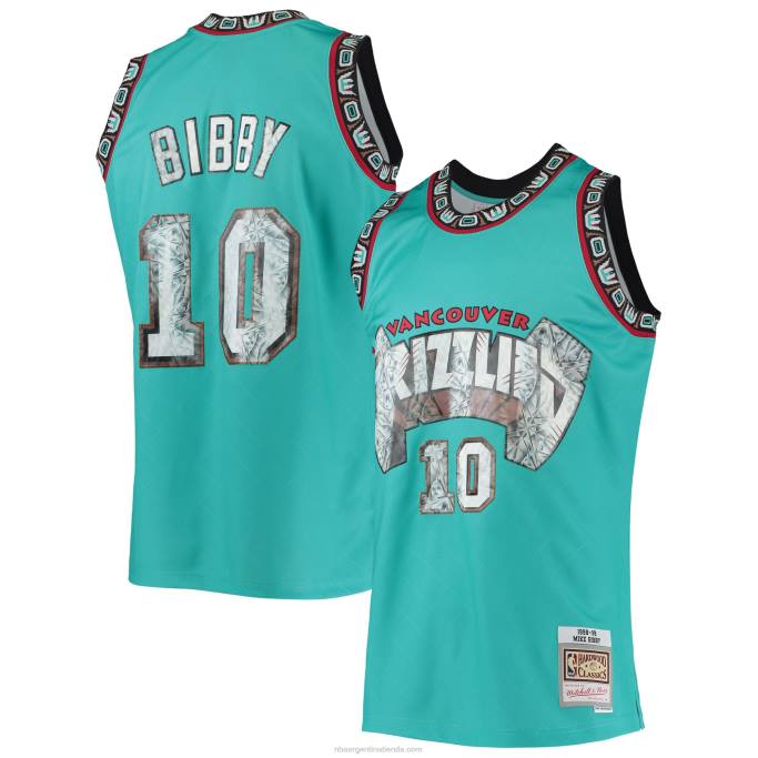 NBA 0F6D7056 vancouver grizzlies mike bibby turquesa clásico de madera dura 75 aniversario diamante swingman jersey