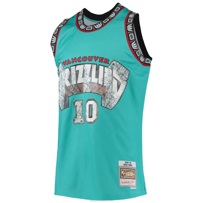 NBA 0F6D7056 vancouver grizzlies mike bibby turquesa clásico de madera dura 75 aniversario diamante swingman jersey