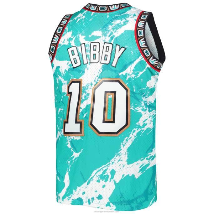 NBA 0F6D7461 vancouver grizzlies mike bibby mitchell & ness turquesa madera dura clásicos mármol swingman jersey