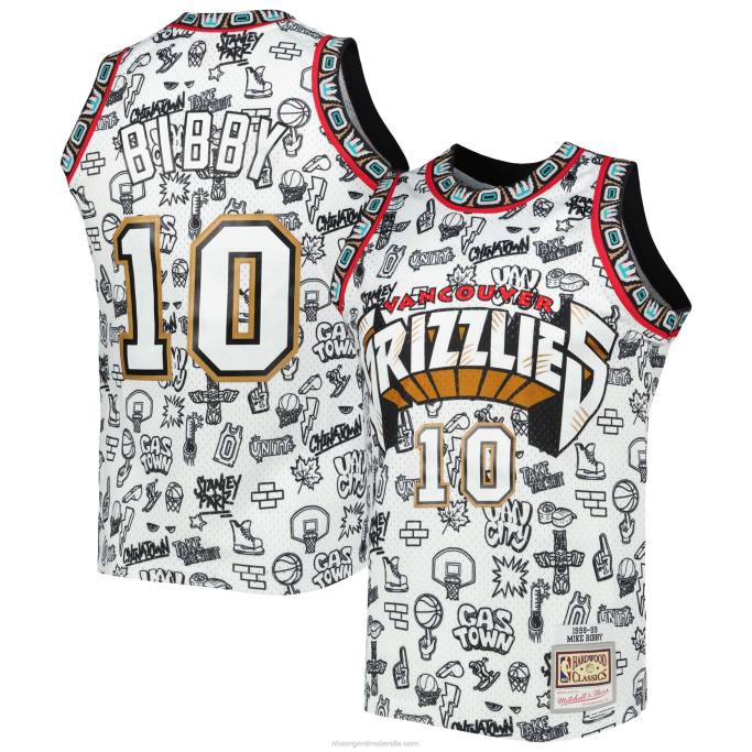 NBA 0F6D7927 vancouver grizzlies mike bibby mitchell & ness camiseta blanca swingman