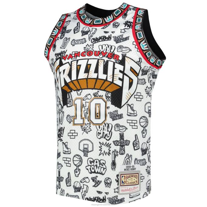 NBA 0F6D7927 vancouver grizzlies mike bibby mitchell & ness camiseta blanca swingman