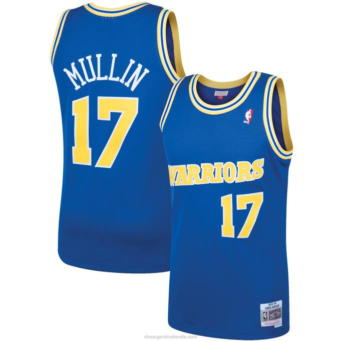 NBA 0F6D601 golden state warriors chris mullin mitchell & ness royal hardwood classics swingman player jersey