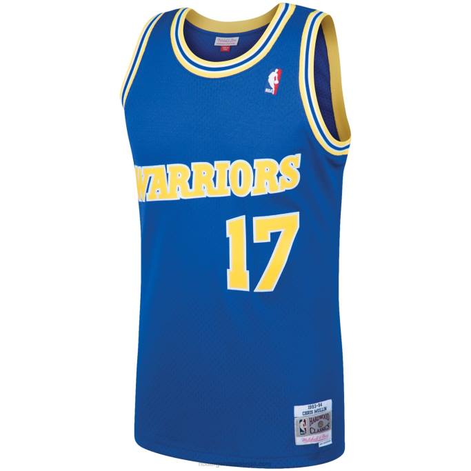 NBA 0F6D601 golden state warriors chris mullin mitchell & ness royal hardwood classics swingman player jersey