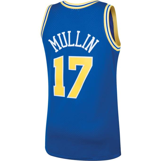 NBA 0F6D601 golden state warriors chris mullin mitchell & ness royal hardwood classics swingman player jersey