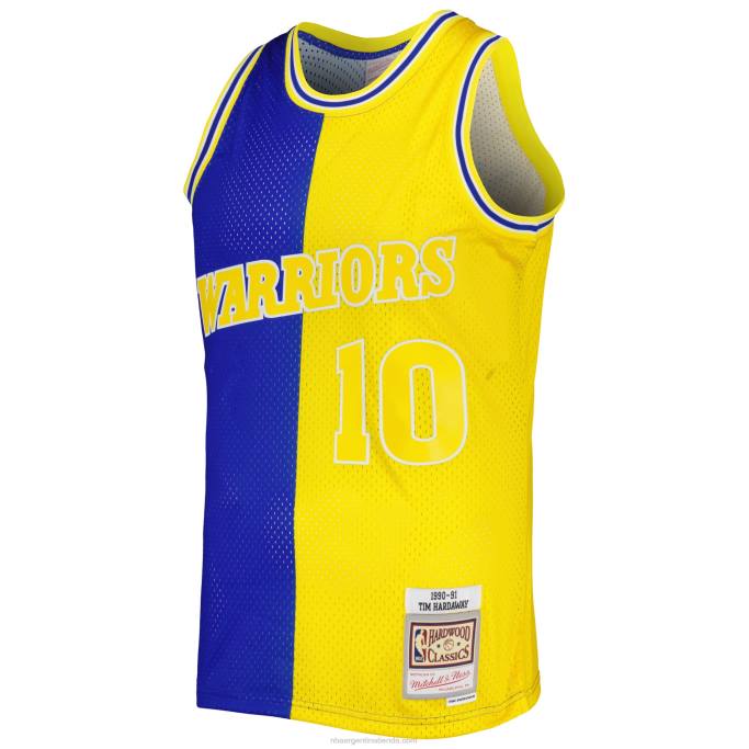 NBA 0F6D6783 golden state warriors tim hardaway royal/gold hardwood classics 1990-91 split swingman jersey