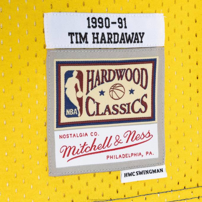 NBA 0F6D6783 golden state warriors tim hardaway royal/gold hardwood classics 1990-91 split swingman jersey
