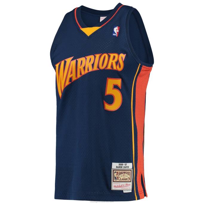 NBA 0F6D714 golden state warriors baron davis mitchell & ness azul marino hardwood classics swingman player jersey