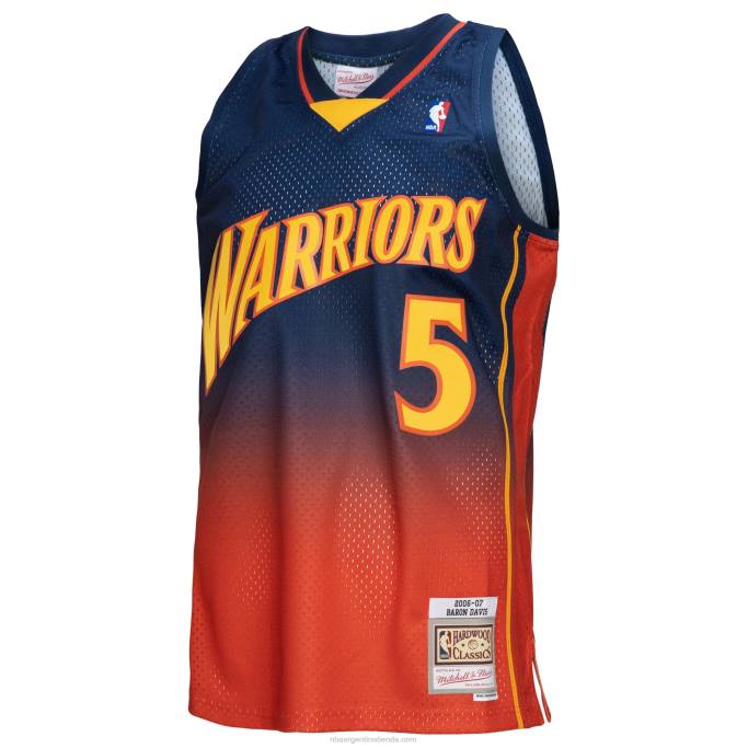 NBA 0F6D7261 golden state warriors baron davis azul marino/naranja hardwood classics fadeaway swingman player jersey