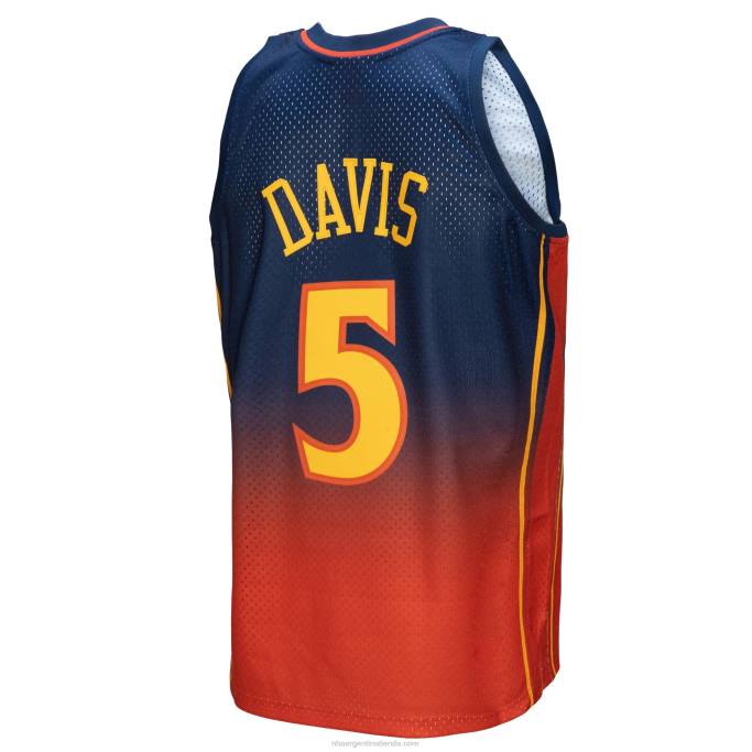 NBA 0F6D7261 golden state warriors baron davis azul marino/naranja hardwood classics fadeaway swingman player jersey
