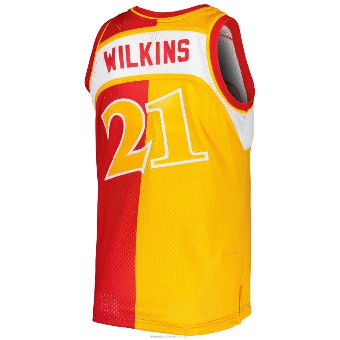 NBA 0F6D286 atlanta hawks dominique wilkins mitchell & ness amarillo/rojo hardwood classics split swingman jersey