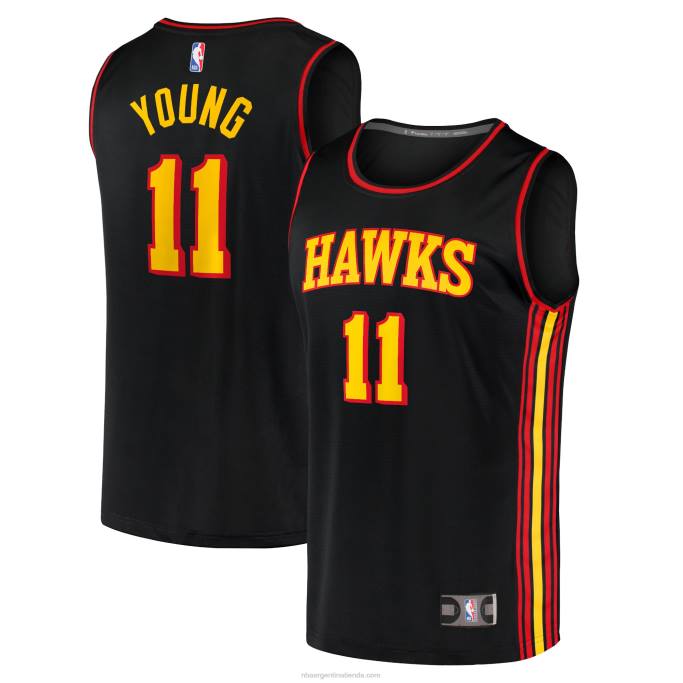 NBA 0F6D63 atlanta hawks trae joven réplica de jersey negro fast break
