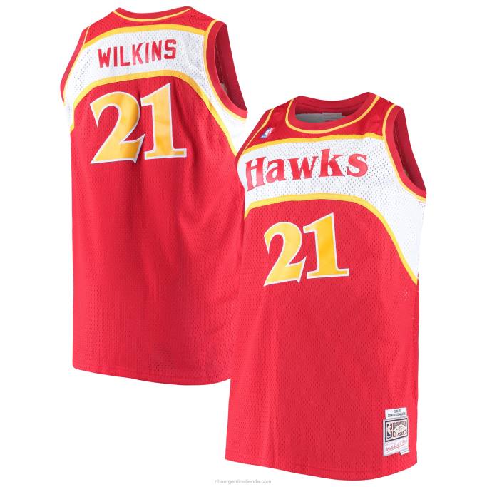 NBA 0F6D8117 atlanta hawks dominique wilkins mitchell & ness rojo grande y alto clásico de madera dura jersey