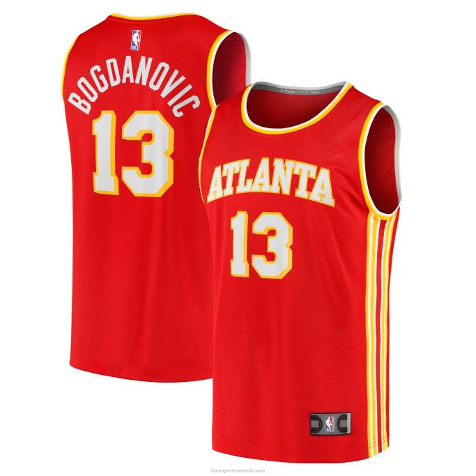 NBA 0F6D8583 atlanta hawks bogdan bogdanovic réplica de camiseta roja de descanso rápido
