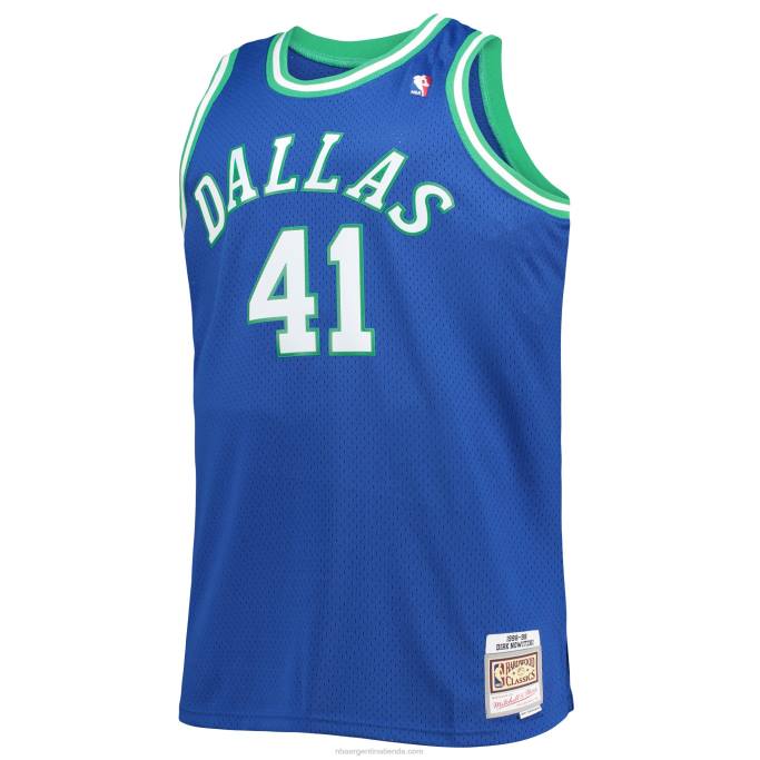 NBA 0F6D1907 dallas mavericks dirk nowitzki mitchell & ness azul grande y alto clásico de madera dura jersey swingman
