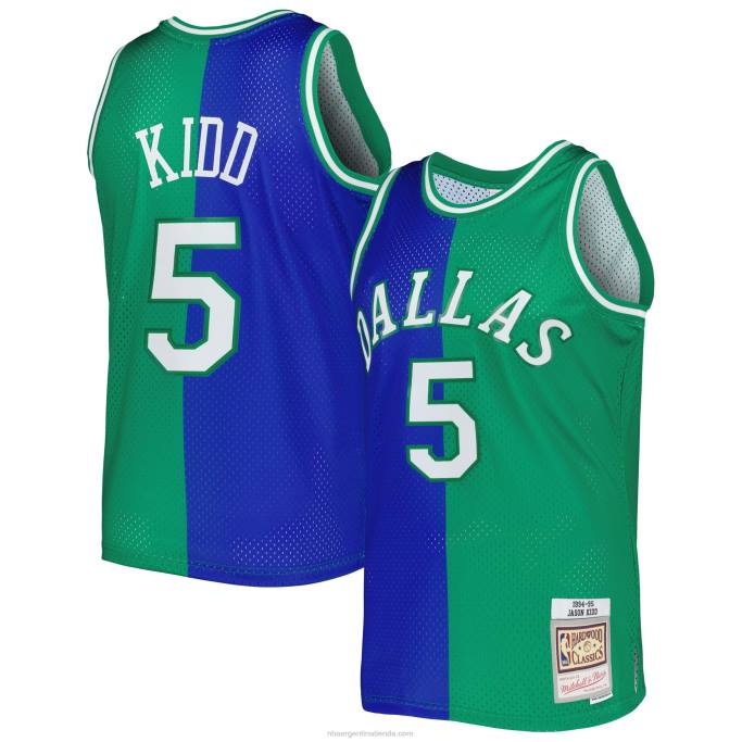 NBA 0F6D3654 dallas mavericks jason kid d mitchell & ness azul/verde hardwood classics split swingman jersey