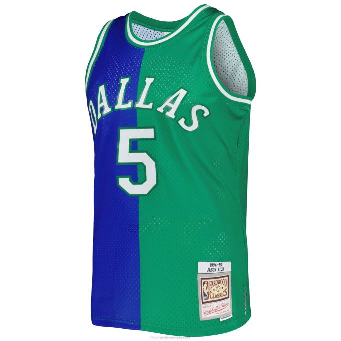 NBA 0F6D3654 dallas mavericks jason kid d mitchell & ness azul/verde hardwood classics split swingman jersey