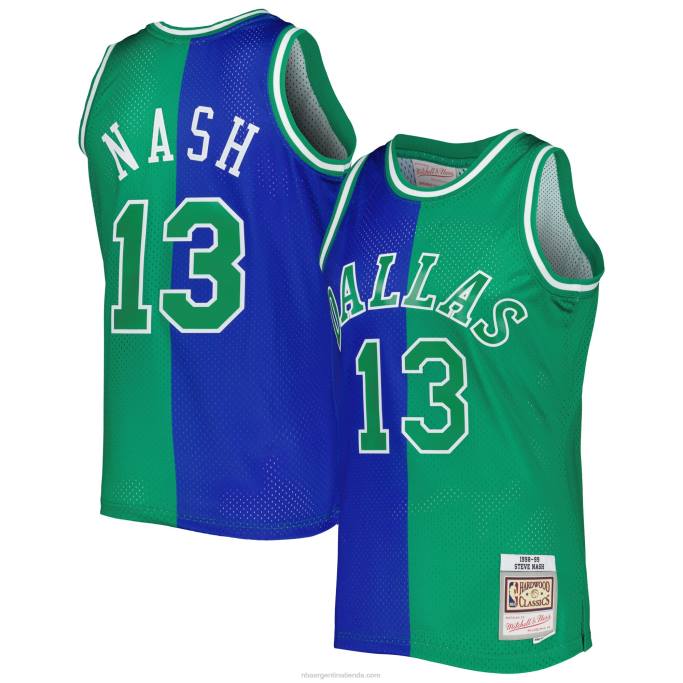 NBA 0F6D5852 dallas mavericks steve nash mitchell & ness azul/verde hardwood classics split swingman jersey