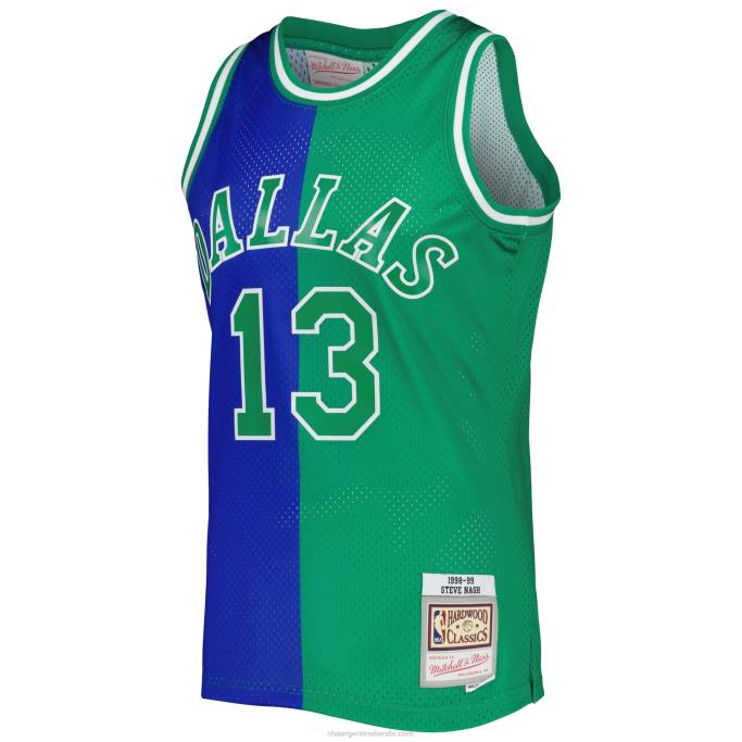 NBA 0F6D5852 dallas mavericks steve nash mitchell & ness azul/verde hardwood classics split swingman jersey