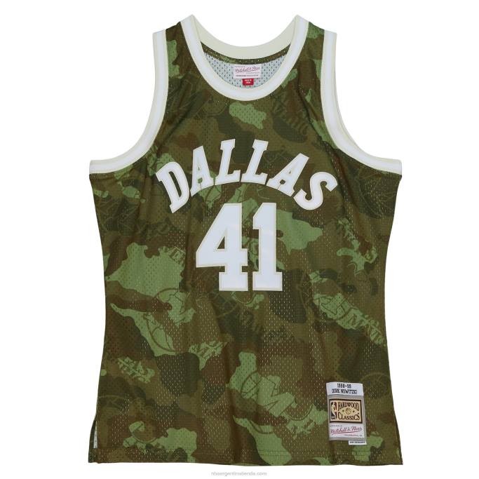 NBA 0F6D5935 dallas mavericks dirk nowitzki mitchell & ness camo hardwood classics fantasma verde swingman jersey