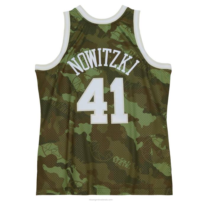 NBA 0F6D5935 dallas mavericks dirk nowitzki mitchell & ness camo hardwood classics fantasma verde swingman jersey