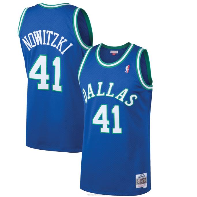 NBA 0F6D657 dallas mavericks dirk nowitzki mitchell & ness azul hardwood classics swingman jersey