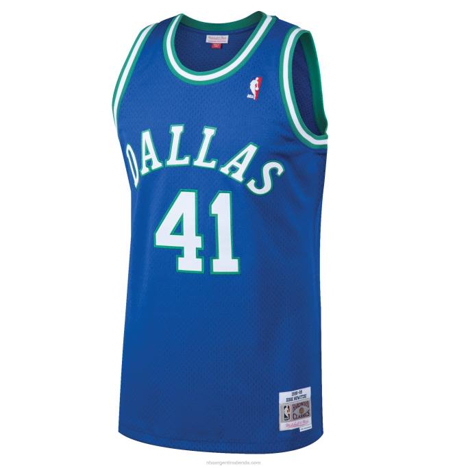 NBA 0F6D657 dallas mavericks dirk nowitzki mitchell & ness azul hardwood classics swingman jersey