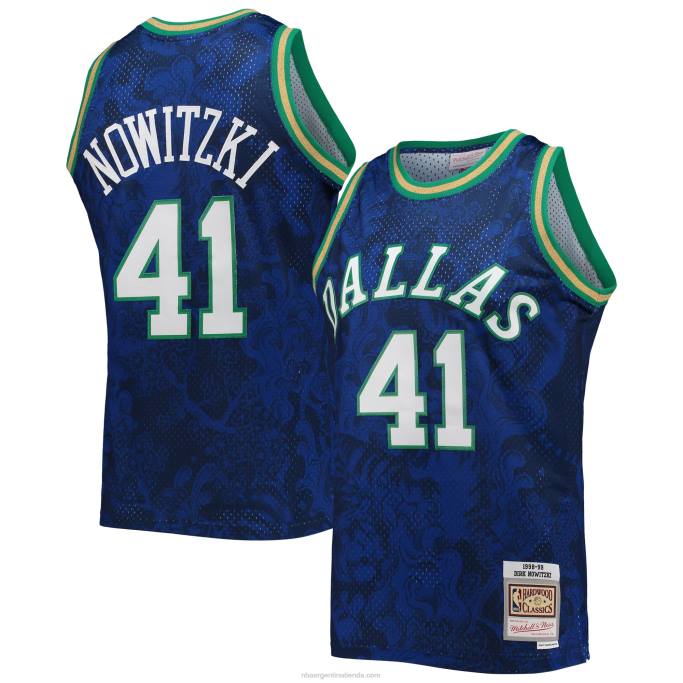 NBA 0F6D7951 dallas mavericks dirk nowitzki mitchell & ness blue hardwood classics año nuevo lunar jersey swingman