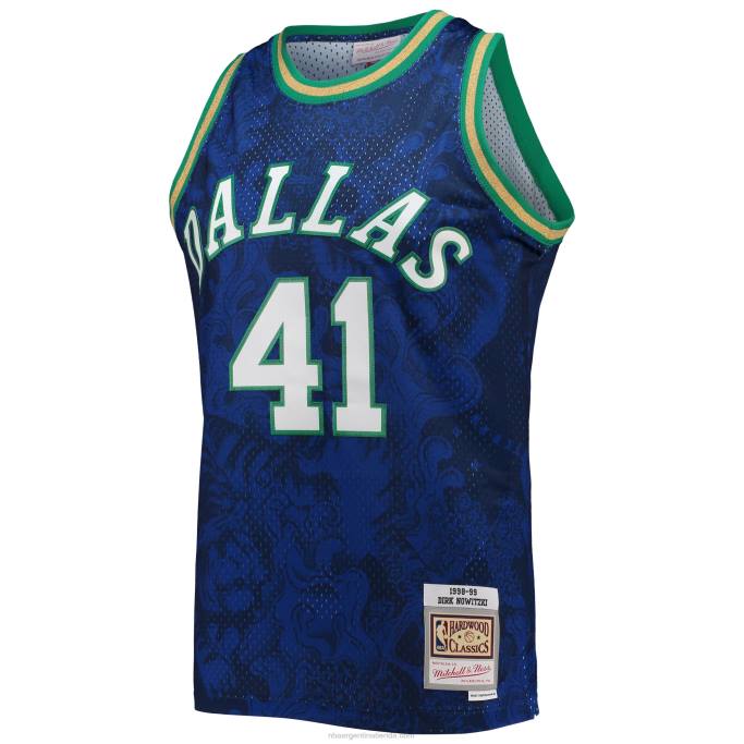 NBA 0F6D7951 dallas mavericks dirk nowitzki mitchell & ness blue hardwood classics año nuevo lunar jersey swingman