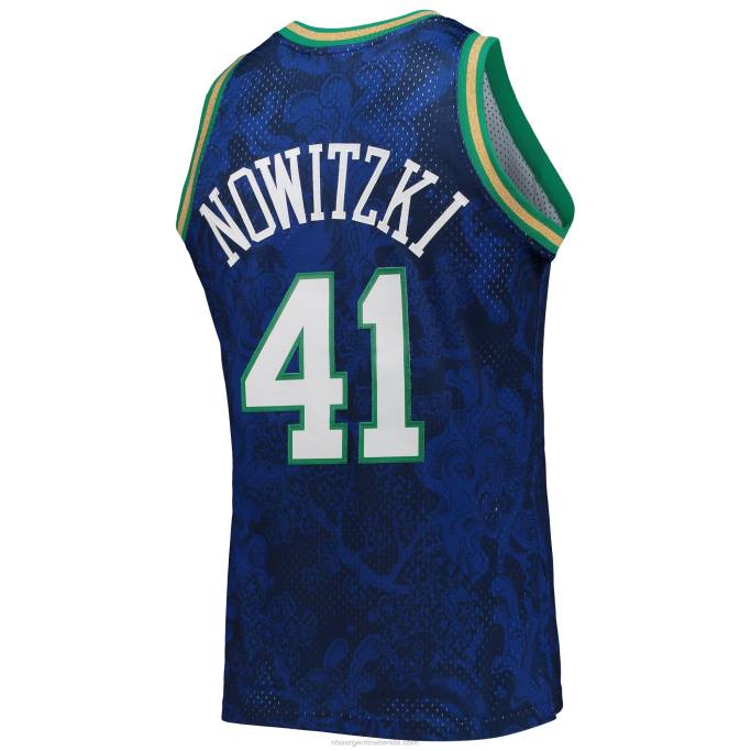 NBA 0F6D7951 dallas mavericks dirk nowitzki mitchell & ness blue hardwood classics año nuevo lunar jersey swingman