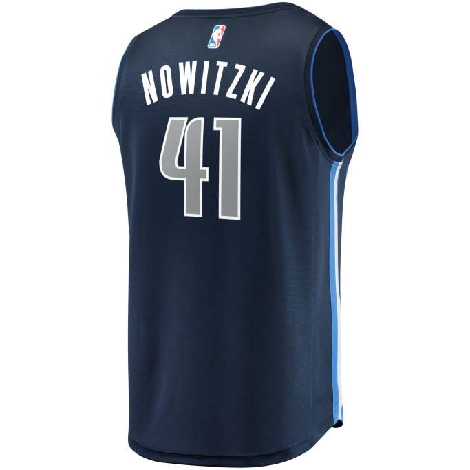 NBA 0F6D991 réplica de camiseta de los mavericks de dallas dirk nowitzki azul marino fast break
