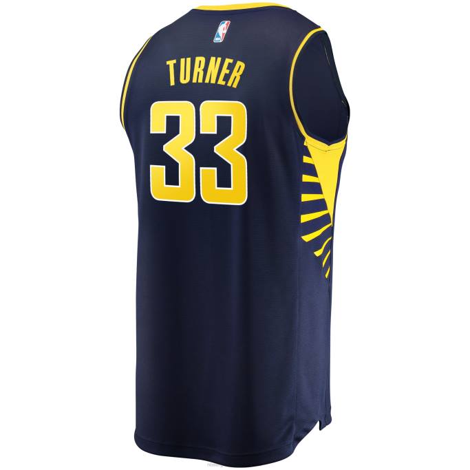 NBA 0F6D2006 Indiana Pacers Myles Turner Réplica de camiseta azul marino Fast Break