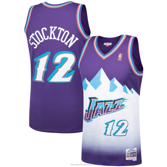NBA 0F6D1847 utah jazz john stockton mitchell & ness púrpura hardwood classics swingman player jersey