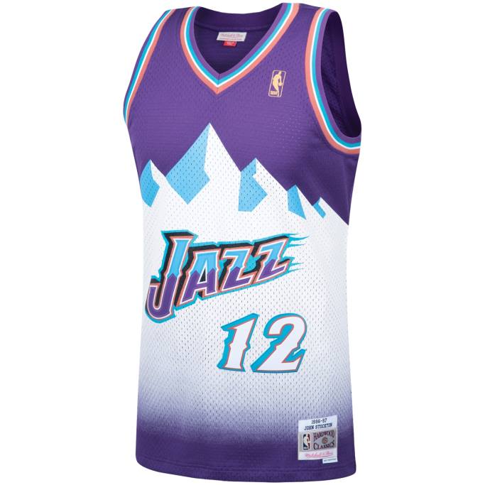 NBA 0F6D1847 utah jazz john stockton mitchell & ness púrpura hardwood classics swingman player jersey