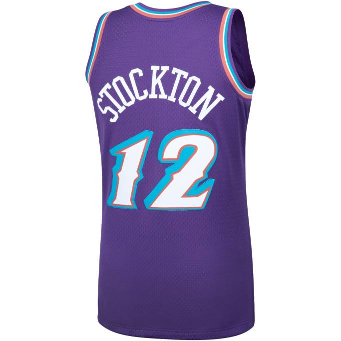 NBA 0F6D1847 utah jazz john stockton mitchell & ness púrpura hardwood classics swingman player jersey