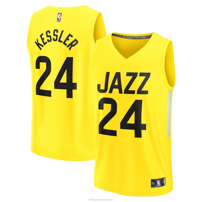 NBA 0F6D2957 utah jazz walker kessler camiseta amarilla de réplica de jugador de descanso rápido