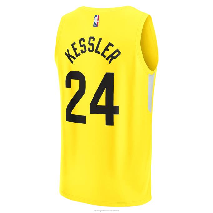 NBA 0F6D2957 utah jazz walker kessler camiseta amarilla de réplica de jugador de descanso rápido