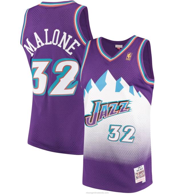 NBA 0F6D386 utah jazz karl malone mitchell & ness púrpura hardwood classics swingman jersey