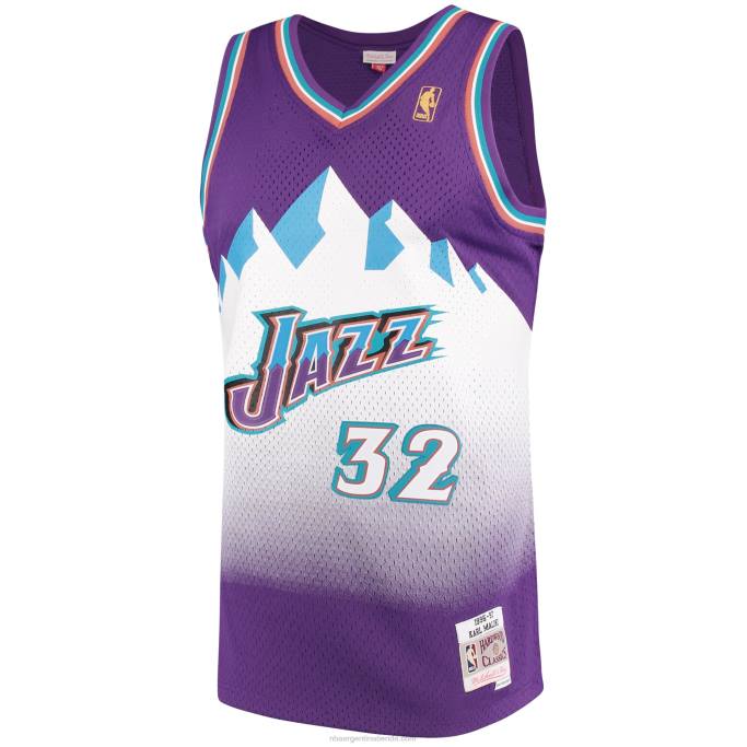 NBA 0F6D386 utah jazz karl malone mitchell & ness púrpura hardwood classics swingman jersey